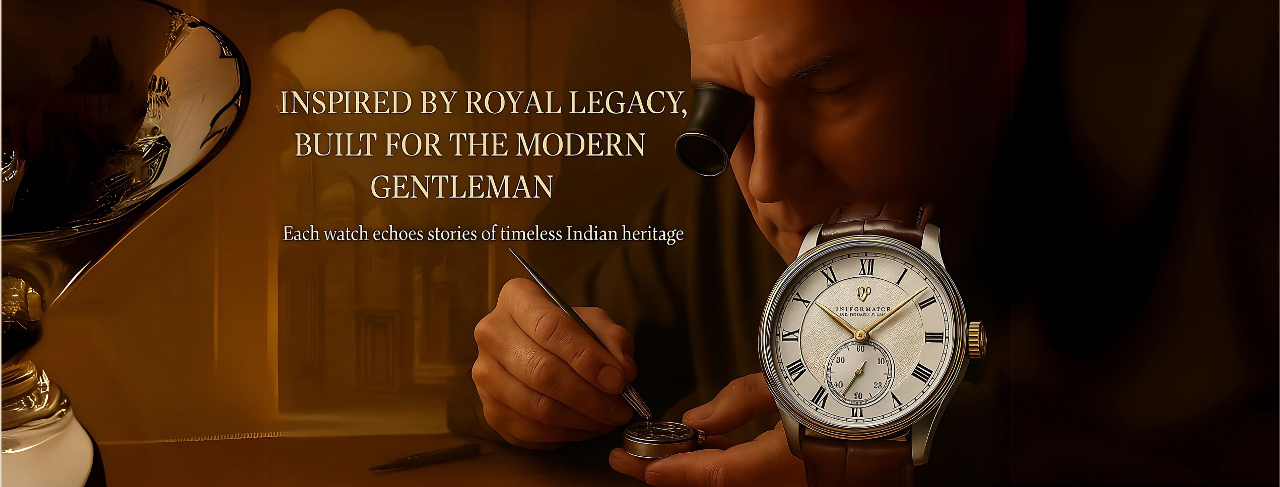 Master watchmaker handcrafting a luxury timepiece with silver Roman dial by Jaipur Watch Company
